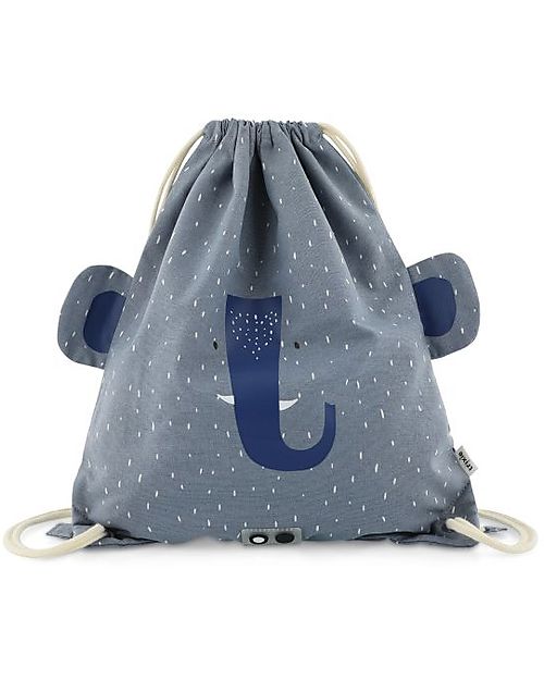 Trixie Sacca con Chiusura a Coulisse - Mrs Elephant - Azzurro - 34 x 40 cm Zaini Asilo