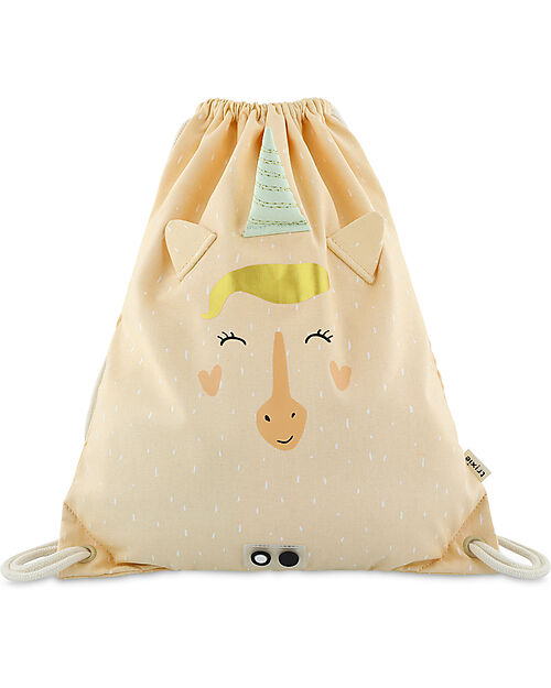 Trixie Sacca con Chiusura a Coulisse - Mrs Unicorn - Crema - 34 x 40 cm Zaini Asilo