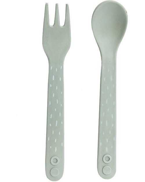 Trixie Set di Posate per Bimbi: Cucchiaio e Forchetta, Mr Orsetto Lavatore - Bambù Posate