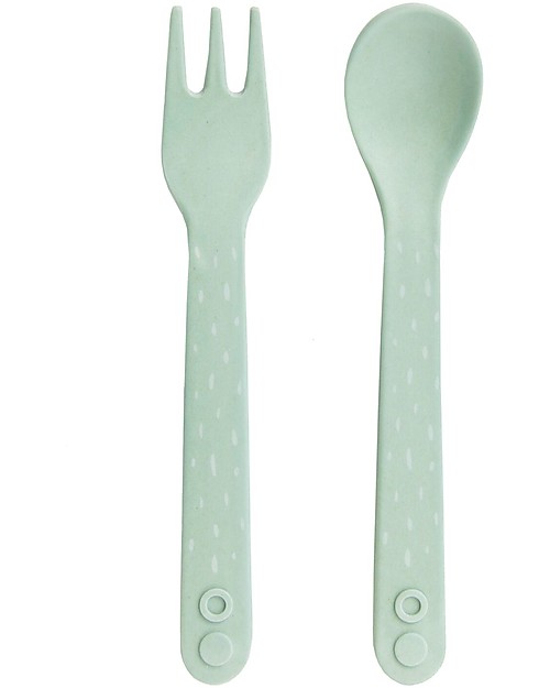 Trixie Set di Posate per Bimbi: Cucchiaio e Forchetta, Mr Orso Polare - Bambù Posate