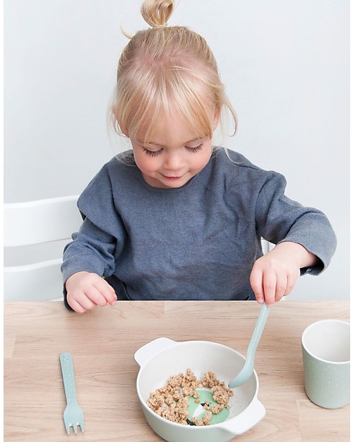 Trixie Set di Posate per Bimbi: Cucchiaio e Forchetta, Mr Orso Polare - Bambù Posate