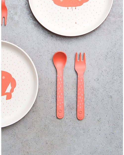 Trixie Set di Posate per Bimbi: Cucchiaio e Forchetta, Mrs Granchio - Bambù Posate