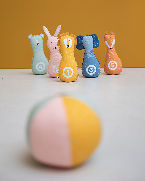 Trixie Set Gioco Baby Bowling  - 5 Animali-birilli + Palla - Stimola vista udito e tatto Giochi da Esterno_