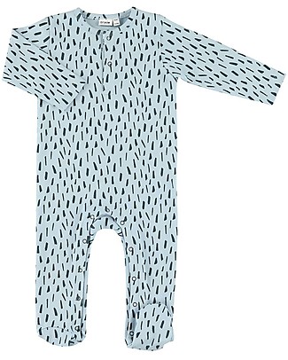 Trixie Tutina con Piedi, Prato Blu - 100% Cotone Biologico Tutine Lunghe Con Piedi
