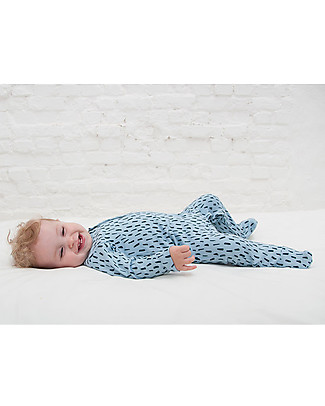 Trixie Tutina con Piedi, Prato Blu - 100% Cotone Biologico Tutine Lunghe Con Piedi