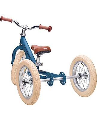 Trybike Bici 2 in 1 Blu Vintage Opaco + Kit Terza Ruota per Convertirla in Triciclo Biciclette senza Pedali
