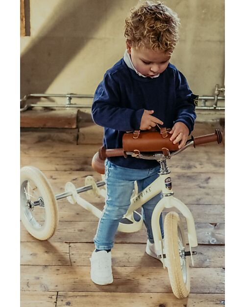 Trybike Bici 2 in 1 Crema Vintage Opaco + Kit Terza Ruota per Convertirla in Triciclo Tricicli