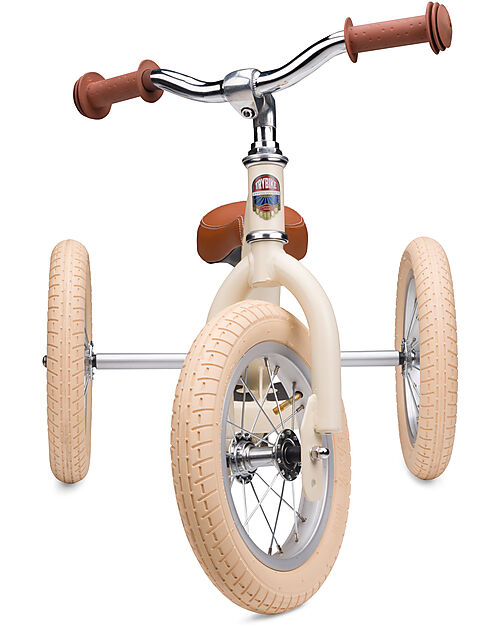 Trybike Bici 2 in 1 Crema Vintage Opaco + Kit Terza Ruota per Convertirla in Triciclo Tricicli