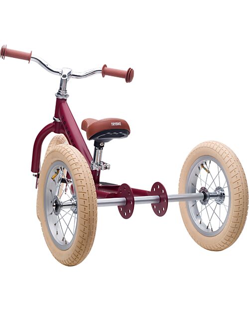 Trybike Bici 2 in 1 Rosso Vintage Opaco + Kit Terza Ruota per Convertirla in Triciclo Tricicli