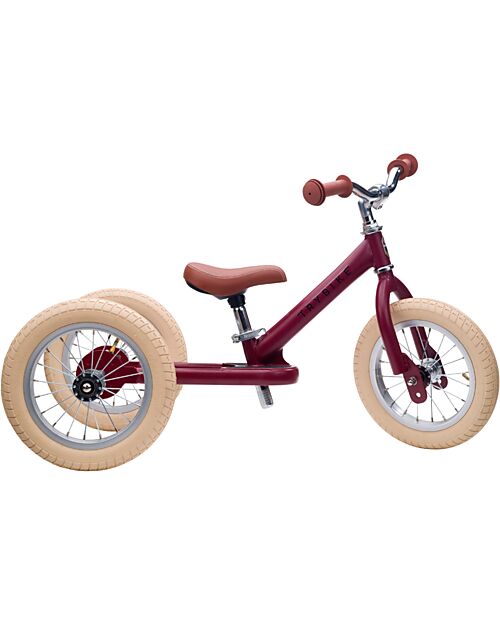 Trybike Bici 2 in 1 Rosso Vintage Opaco + Kit Terza Ruota per Convertirla in Triciclo Tricicli