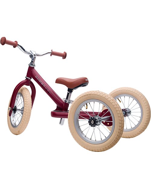 Trybike Bici 2 in 1 Rosso Vintage Opaco + Kit Terza Ruota per Convertirla in Triciclo Tricicli