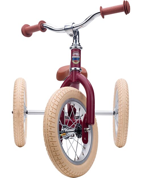 Trybike Bici 2 in 1 Rosso Vintage Opaco + Kit Terza Ruota per Convertirla in Triciclo Tricicli