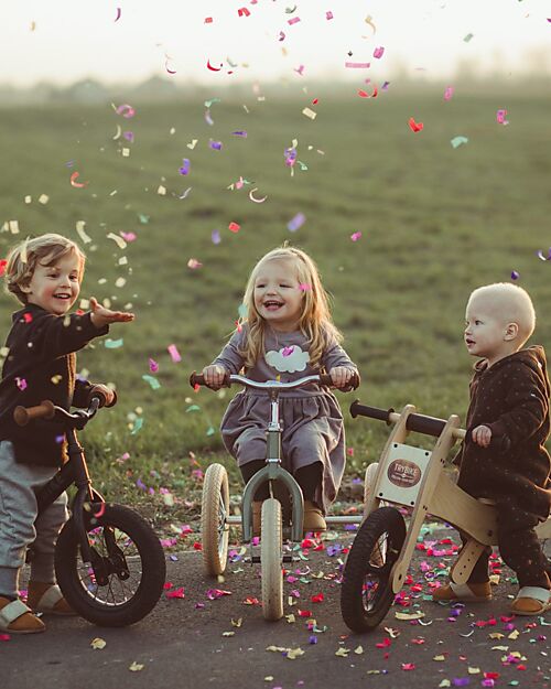 Trybike Bici in Legno Senza Pedali - Marrone - Include Terza Ruota per Convertirla in Triciclo! Biciclette senza Pedali