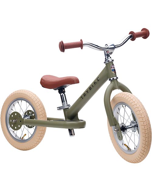Trybike Bici Senza Pedali Vintage - Verde Opaco - dai 15 mesi! Biciclette senza Pedali