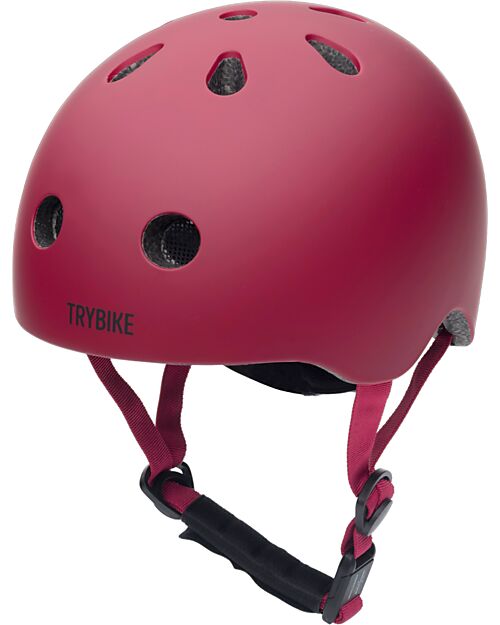 Trybike Casco per Bici 45-51 cm - Rosso Opaco - Chiusura Magnetica Caschi Bici