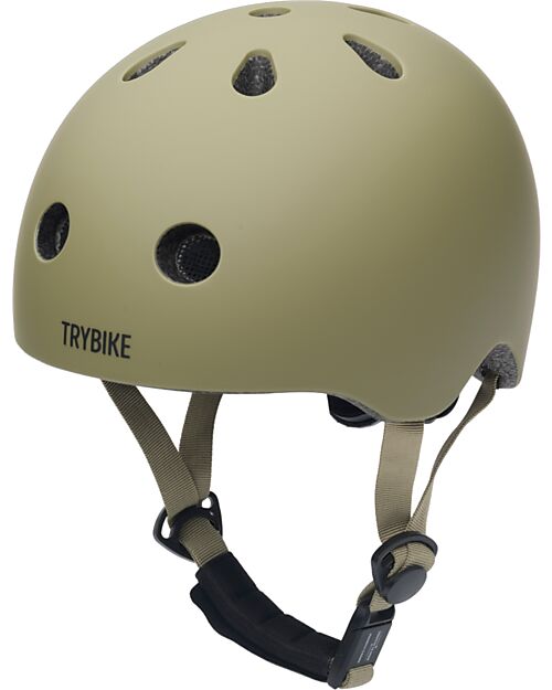 Trybike Casco per Bici 45-51 cm - Verde Opaco - Chiusura Magnetica Caschi Bici
