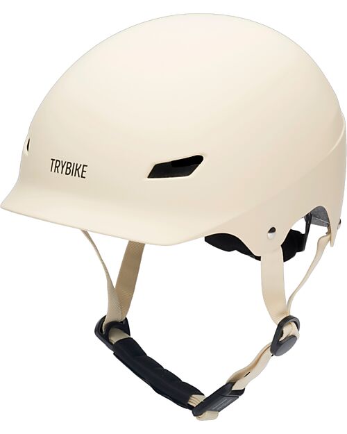 Trybike Casco per Bici 51-56 cm - Crema Opaco - Chiusura Magnetica Caschi Bici
