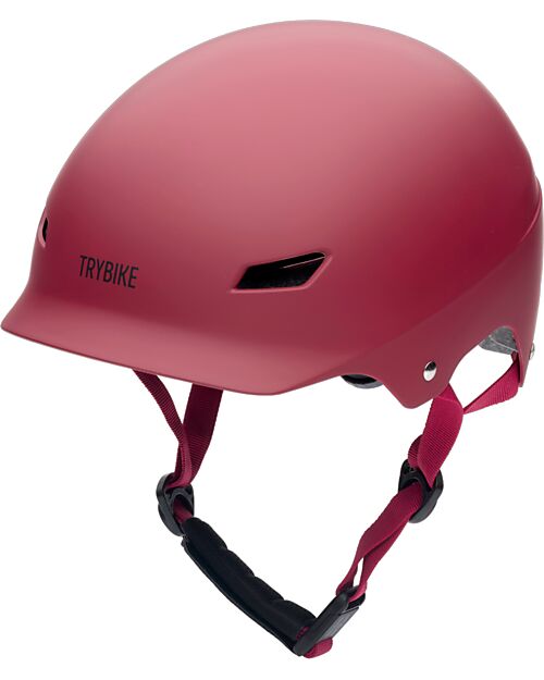 Trybike Casco per Bici 51-56 cm - Rosso Opaco - Chiusura Magnetica Caschi Bici