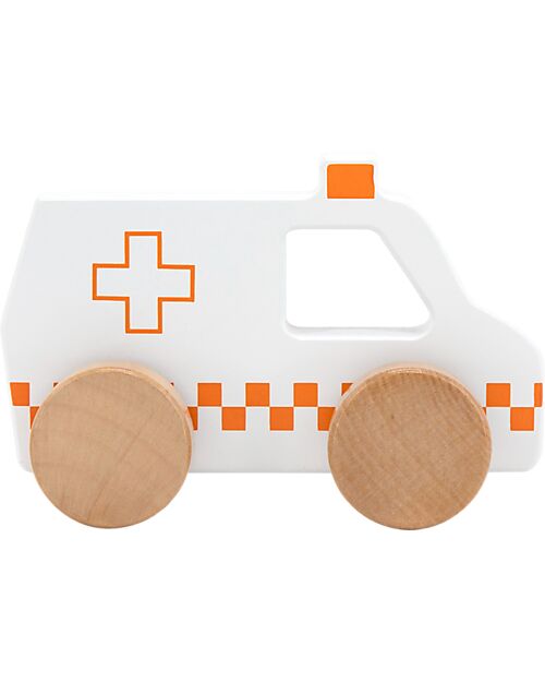 Tryco Baby Ambulanza Giocattolo in Legno - Bianco/Rosso - 18+ m Macchine e Trenini  in Legno