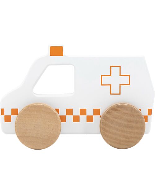 Tryco Baby Ambulanza Giocattolo in Legno - Bianco/Rosso - 18+ m Macchine e Trenini  in Legno