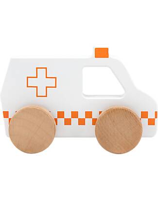 Tryco Baby Ambulanza Giocattolo in Legno - Bianco/Rosso Macchine e Trenini in Legno