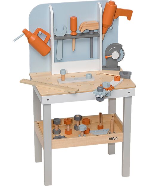 Tryco Baby Banco degli Attrezzi in Legno - Colori ad Acqua Atossici - 3+ Anni Attrezzi in Legno