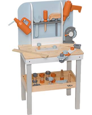 Tryco Baby Banco degli Attrezzi in Legno - Colori ad Acqua Atossici - 3+ Anni Attrezzi in Legno