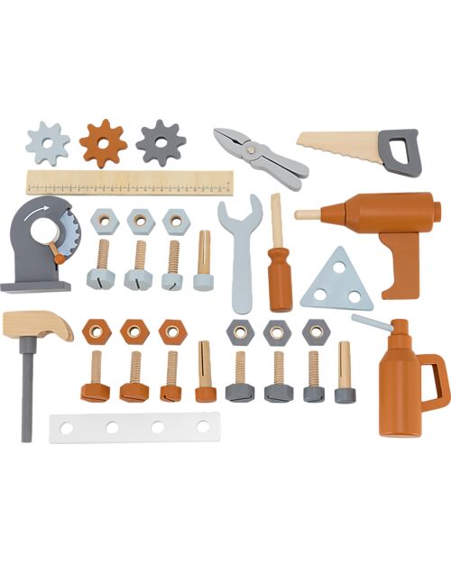 Tryco Baby Banco degli Attrezzi in Legno - Colori ad Acqua Atossici - 3+ Anni Attrezzi in Legno