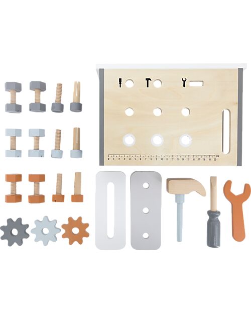 Tryco Baby Banco degli Attrezzi in Legno - Colori ad Acqua Atossici - 3+ Anni Attrezzi in Legno