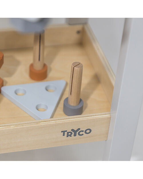 Tryco Baby Banco degli Attrezzi in Legno - Colori ad Acqua Atossici - 3+ Anni Attrezzi in Legno
