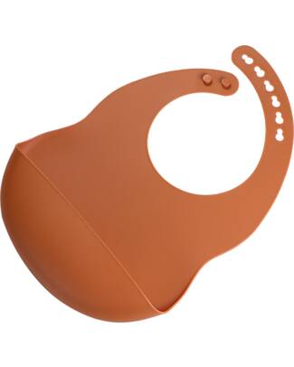 Tryco Baby Bavaglio Impermeabile con Tasca - Terra di Siena - Silicone Bavagli Impermeabili con Tasca