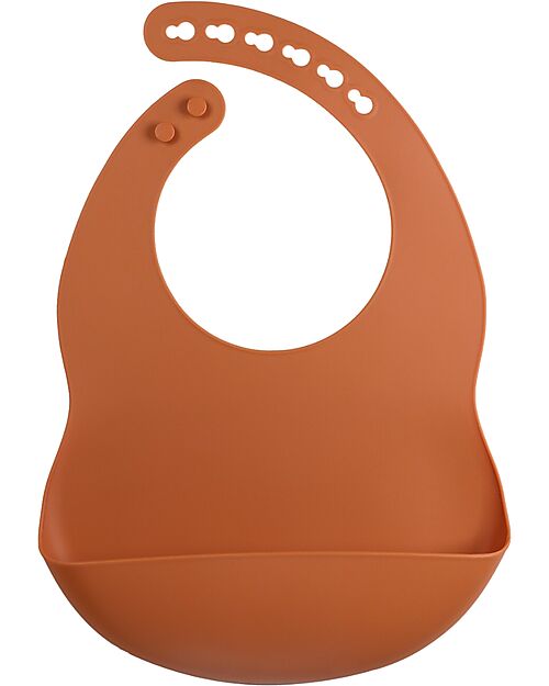 Tryco Baby Bavaglio Impermeabile con Tasca - Terra di Siena - Silicone Bavagli Impermeabili con Tasca