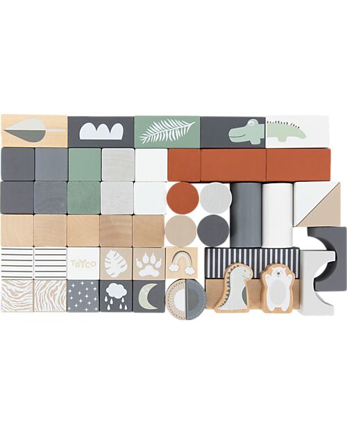 Tryco Baby Blocchi Impilabili in Legno - 50 Pezzi - 2+ Anni Costruzioni in Legno