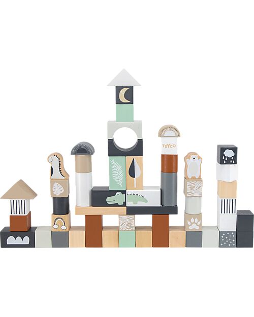 Tryco Baby Blocchi Impilabili in Legno - 50 Pezzi - 2+ Anni Costruzioni in Legno