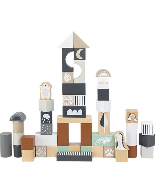 Tryco Baby Blocchi Impilabili in Legno - 50 Pezzi - 2+ Anni Costruzioni in Legno