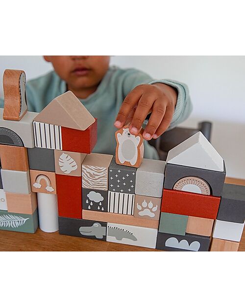 Tryco Baby Blocchi Impilabili in Legno - 50 Pezzi - 2+ Anni Costruzioni in Legno