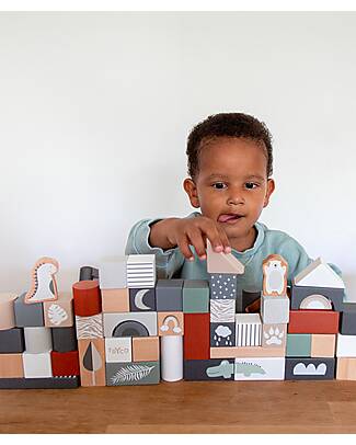 Tryco Baby Blocchi Impilabili in Legno - 50 Pezzi - 2+ Anni Costruzioni in Legno