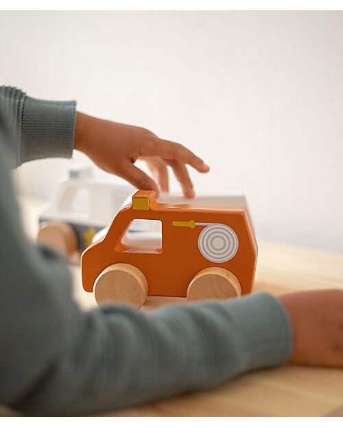 Tryco Baby Camion dei Pompieri Giocattolo in Legno - Rosso - 18+ m Macchine e Trenini  in Legno