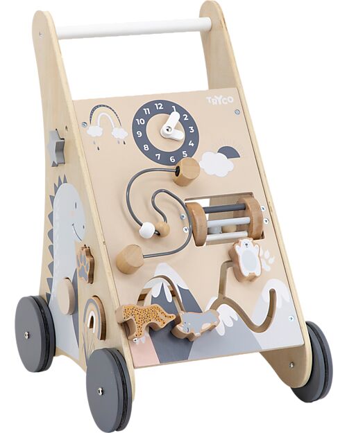 Tryco Baby Carrello Primi Passi Natura in Legno con Blocchi - 12+ m Carrello Primi Passi