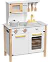 Tryco Baby Cucina Giocattolo in Legno - Bianco/Oro - Colori ad Acqua Atossici - 3+ Anni Cucine Giocattolo