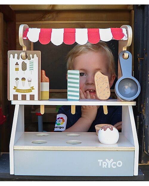 Tryco Baby Gelateria Giocattolo in Legno - Colori ad Acqua Atossici - 18+ m Cucine Giocattolo