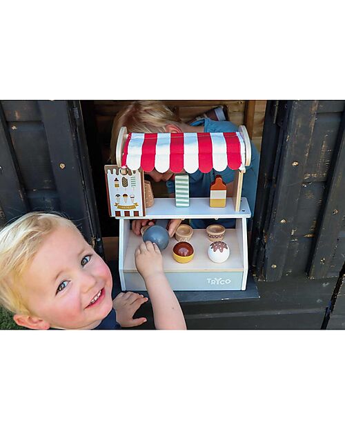 Tryco Baby Gelateria Giocattolo in Legno - Colori ad Acqua Atossici - 18+ m Cucine Giocattolo