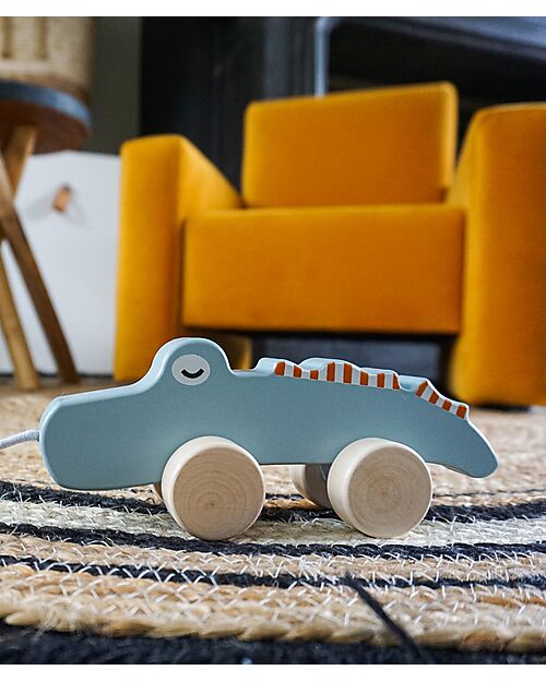 Tryco Baby Giocattolo da Trainare in Legno - Coccodrillo - Incoraggia il Movimento - 10+ m Trainabili