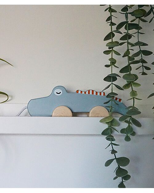 Tryco Baby Giocattolo da Trainare in Legno - Coccodrillo - Incoraggia il Movimento - 10+ m Trainabili