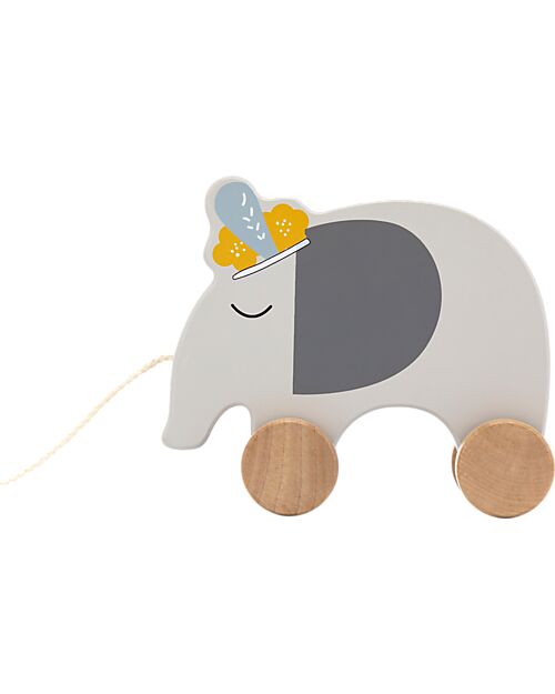 Tryco Baby Giocattolo da Trainare in Legno - Elefante - Incoraggia il Movimento - 10+ m Trainabili