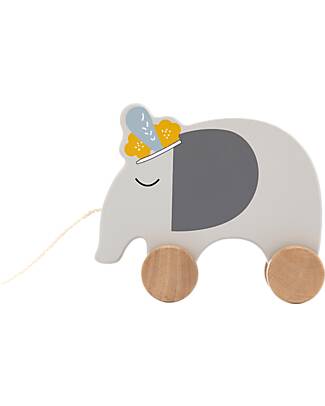 Tryco Baby Giocattolo da Trainare in Legno - Elefante - Incoraggia il Movimento - 10+ m Trainabili