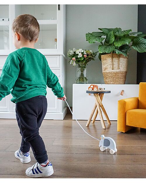 Tryco Baby Giocattolo da Trainare in Legno - Elefante - Incoraggia il Movimento - 10+ m Trainabili