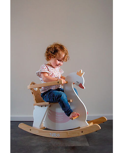 Tryco Baby Gioco a Dondolo - Cigno - Legno Cavalcabili