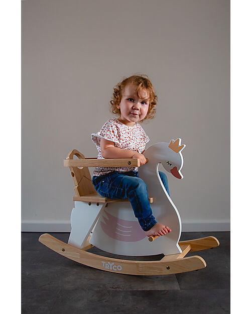 Tryco Baby Gioco a Dondolo - Cigno - Legno Cavalcabili