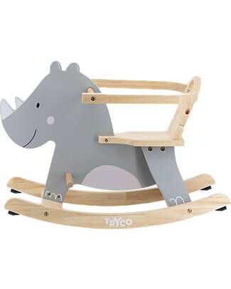 Tryco Baby Gioco a Dondolo - Rinoceronte - Legno Cavalcabili